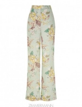 Mint Tropical Floral Zimmermann Matchmaker Straight Leg Pant Shorts & Pants